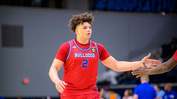 Louisiana Tech Bulldogs forward Kenneth Lofton Jr. (2) walks back up the court after making a basket against the North Texas Mean Green during the second half of the men s basketball semi-finals of the USA Conference Tournament at Ford Center at The Star.